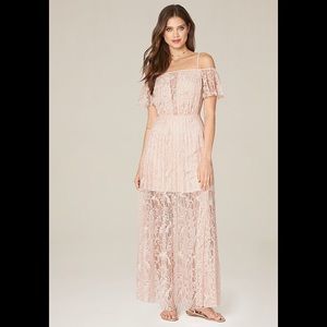 Bebe off shoulder lace gown